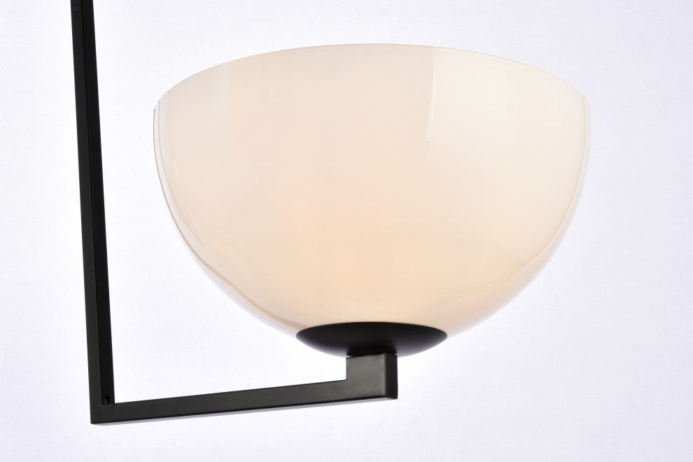 Jamie 2-Light White Glass Flush Mount, Black/White