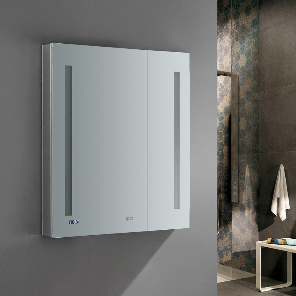 Fresca Tiempo 30" Widex36" Tall Bathroom Medicine Cabinet With LED Lighting