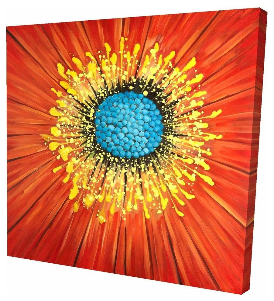 Flower Center Closeup, Fine Art Gallery Wrapped Canvas, 24"x24"
