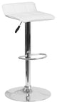 Contemporary White Vinyl Adjustable Barstool With Chrome Base