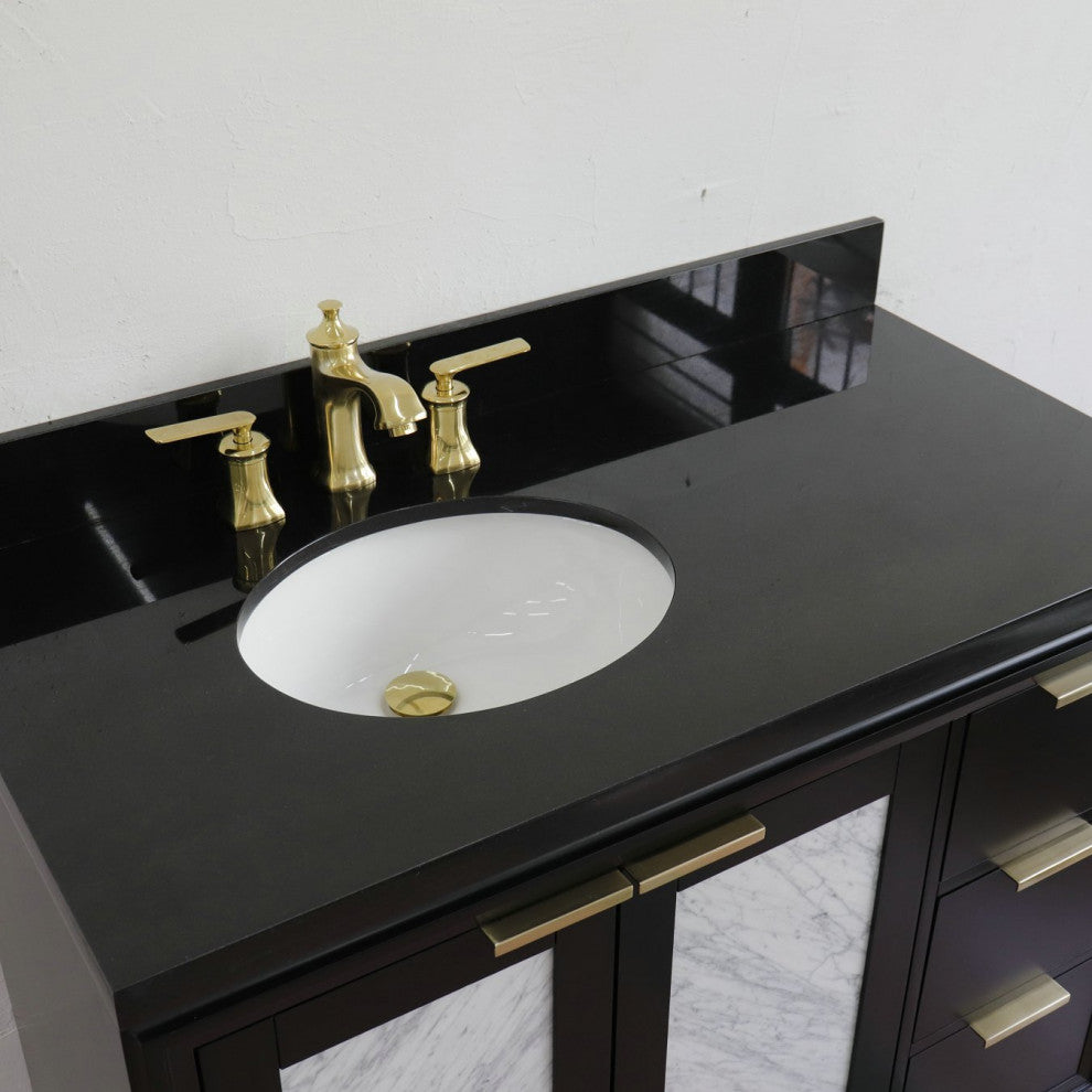 43" Single Vanity, Black Finish With Black Galaxy
