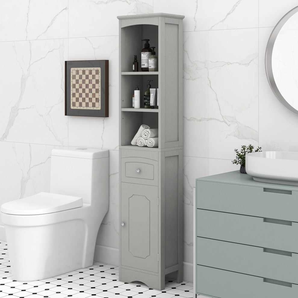 TATEUS Tall Bathroom Cabinet, Freestanding Storage Cabinet, Gray