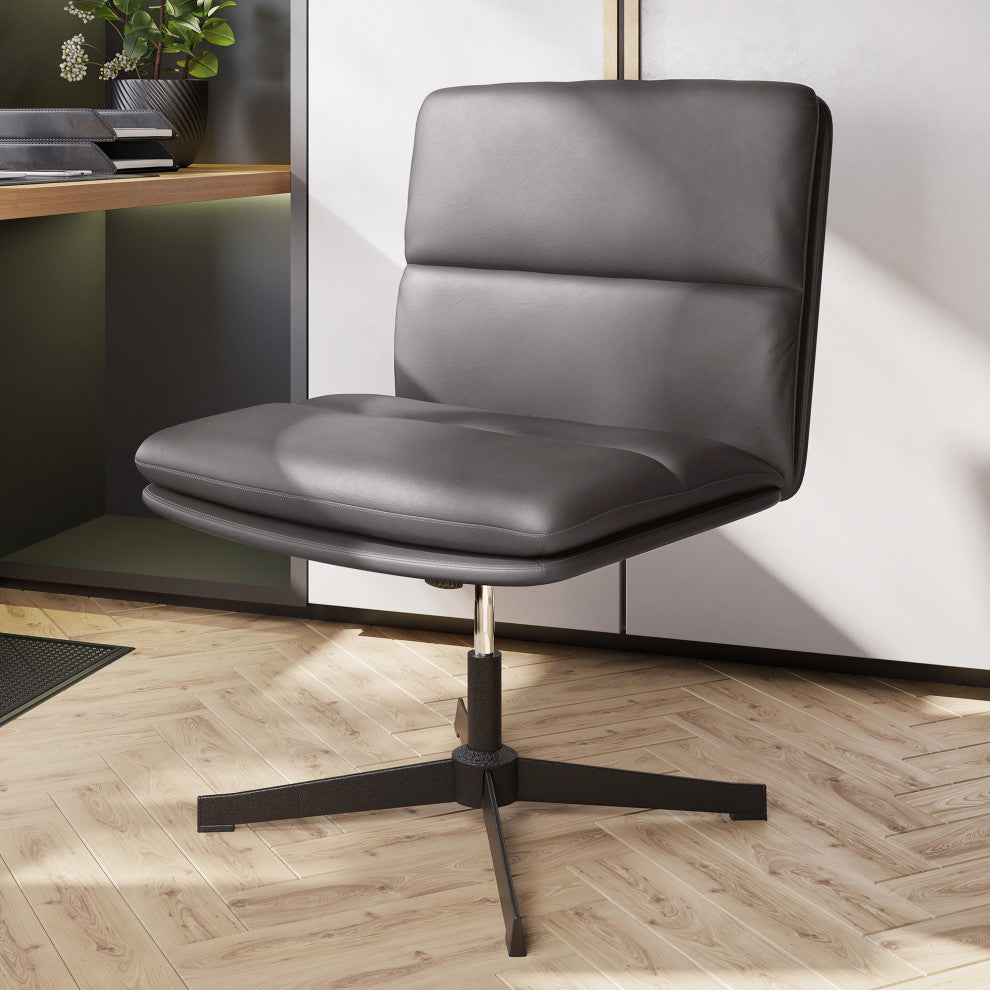 Swivel PU Leather Office Chair with Height Adjustment and Tilt Function, Gray