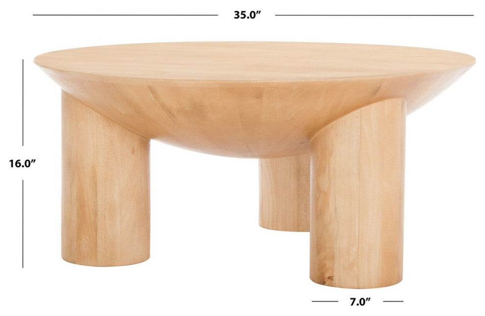 Safavieh Couture Calhoun Round Wood Coffee Table, Natural