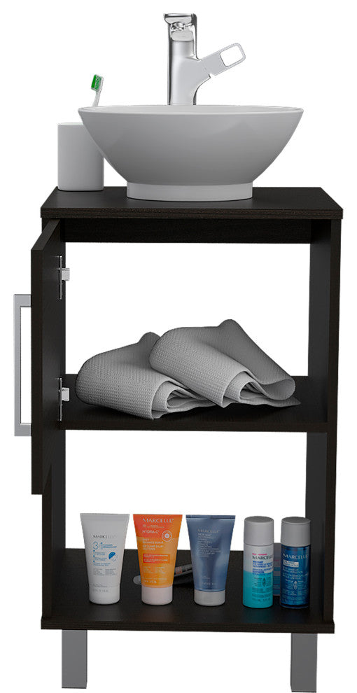 DEPOT E-SHOP Pittsburgh Single Bathroom Vanity with Sink, Black