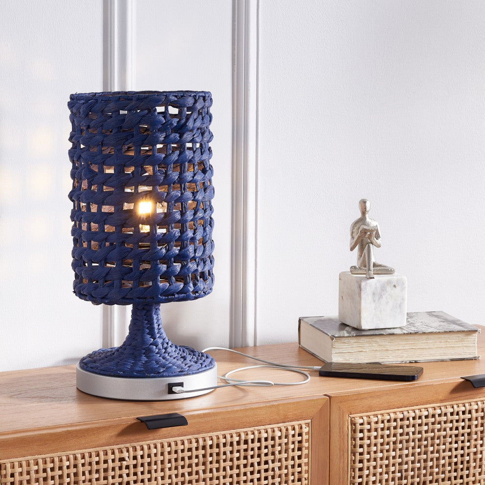 Safavieh Knowles Table Lamp With USB Port Blue