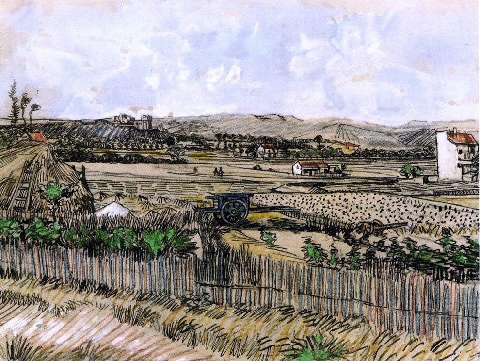 Vincent Van Gogh Harvest in Provence- at the Left Montmajour Wall Decal