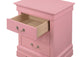 Louis Phillipe 3-Drawer Nightstand, Pink