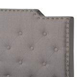 Modern Transitional Grey Fabric Upholstered Button Tufted King Size Panel Bed