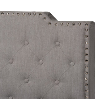 Modern Transitional Grey Fabric Upholstered Button Tufted King Size Panel Bed