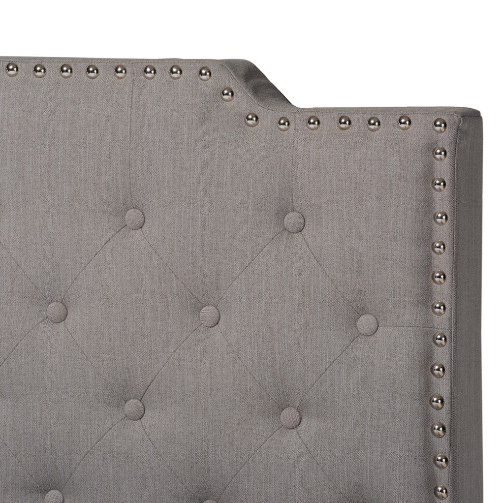 Modern Transitional Grey Fabric Upholstered Button Tufted King Size Panel Bed