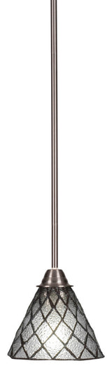 Paramount 1-Light Mini Pendant, Brushed Nickel, 7" Diamond Ice Art Glass