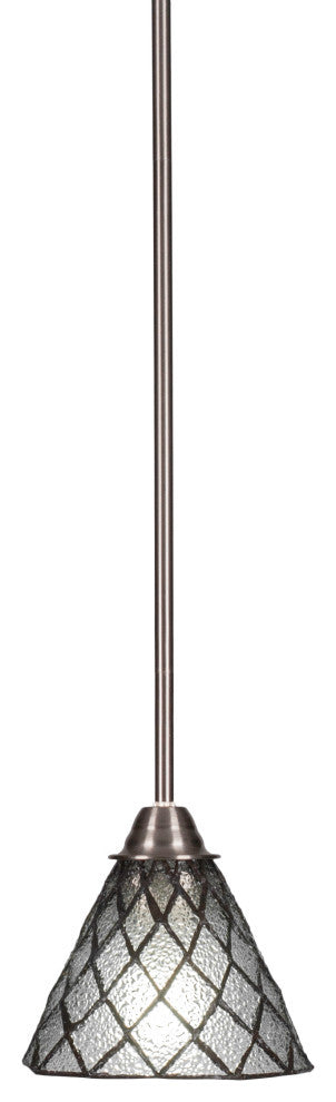 Paramount 1-Light Mini Pendant, Brushed Nickel, 7" Diamond Ice Art Glass