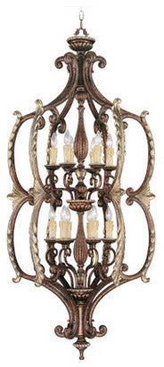 Seville Chandelier, Palatial Bronze With Gilded Accents