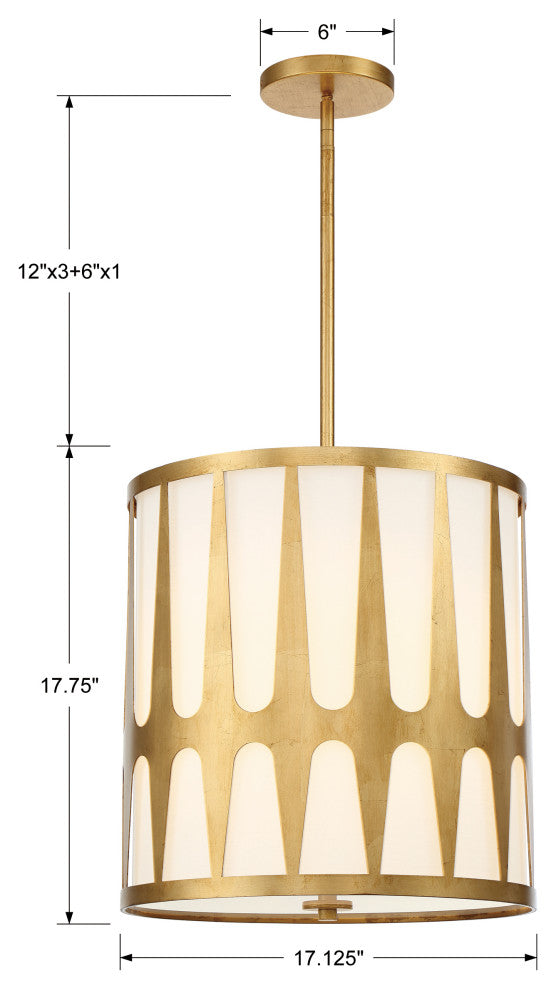 Royston Four Light Pendant in Antique Gold