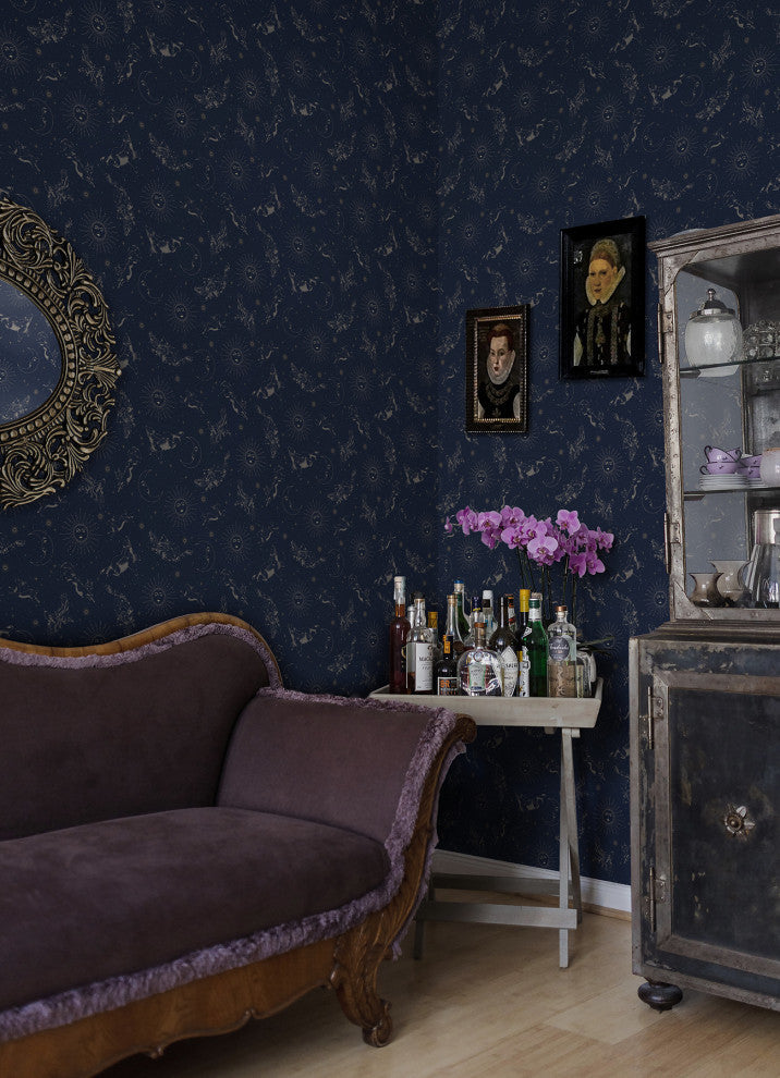 Zodiac Dreams Navy Peel and Stick Wallpaper