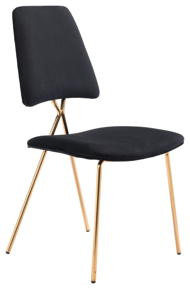 Chloe Dining Chair, Set of 2 Black/Gold