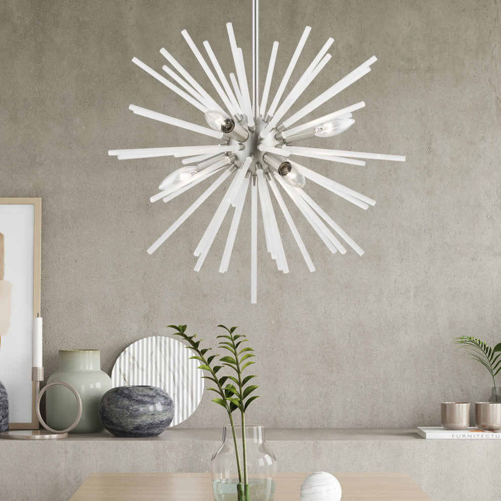 Uptown 6 Light Brushed Nickel Pendant Chandelier