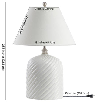 Serge Swirl 28.5" Ceramic Bohemian Glam LED Table Lamp, White
