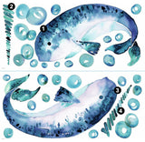 Blue & Aqua Catcoq Narwhal Giant Wall Decals