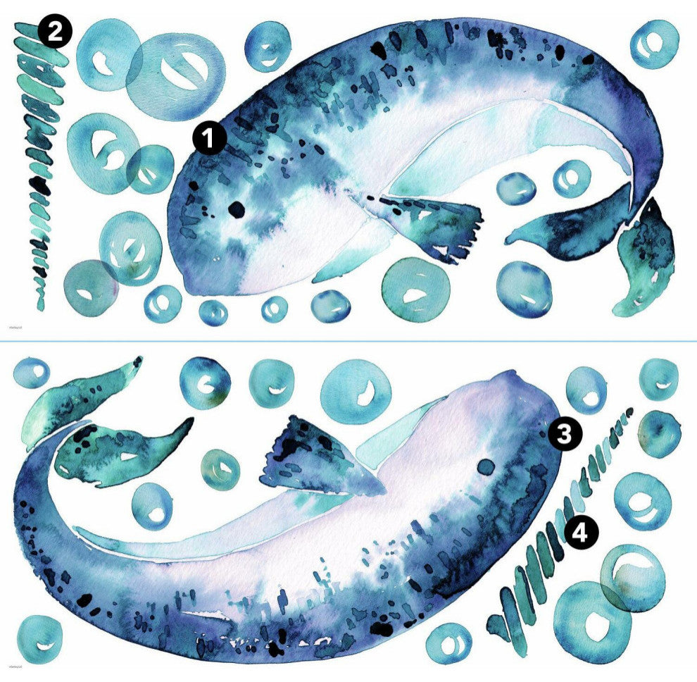 Blue & Aqua Catcoq Narwhal Giant Wall Decals