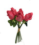 Set Of 7 Artificial Large Rosebud Stems, Vintage Watermelon Pink