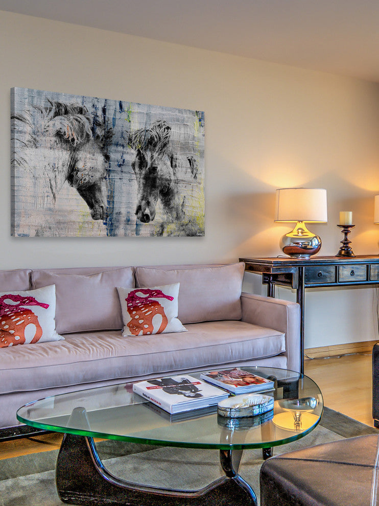 "Facing Horses" Painting Print on Wrapped Canvas, 45"x30"