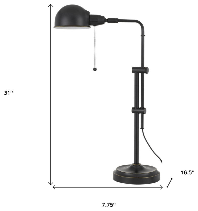 31" Bronze Metal Adjustable Desk Table Lamp With Bronze Dome Shade