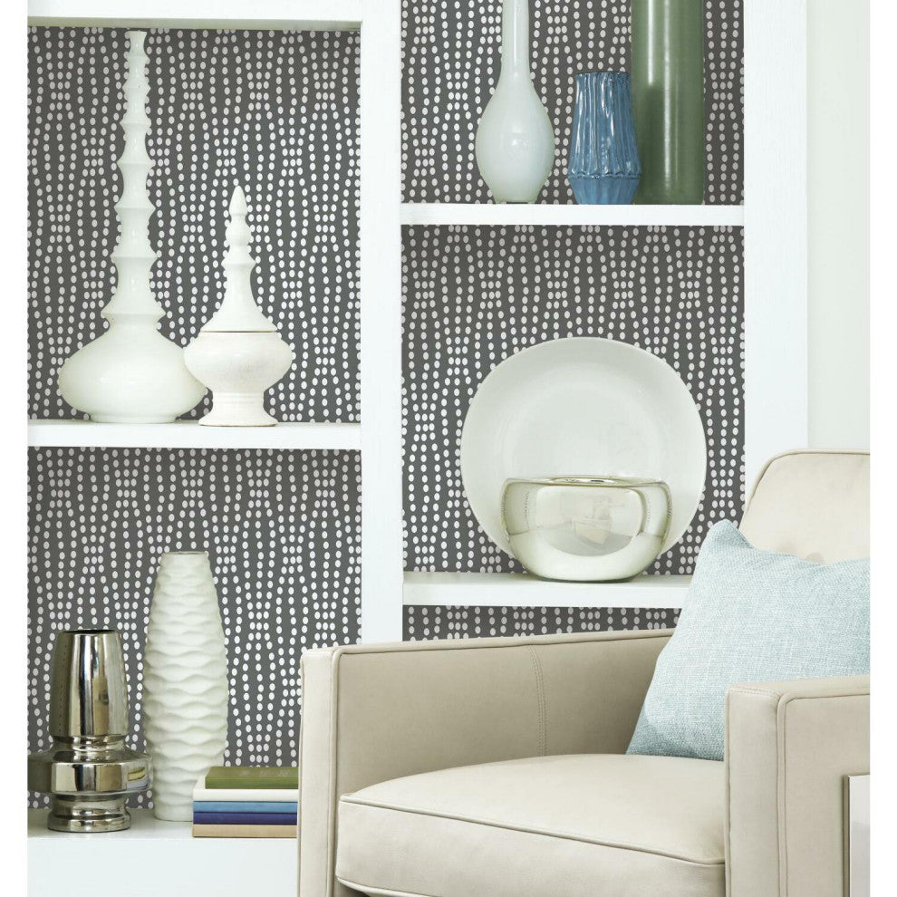 Grey & White Strands Peel & Stick Wallpaper