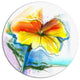 Hand Painted Yellow Pink Red Daisies, Floral Round Metal Wall Art, 23"