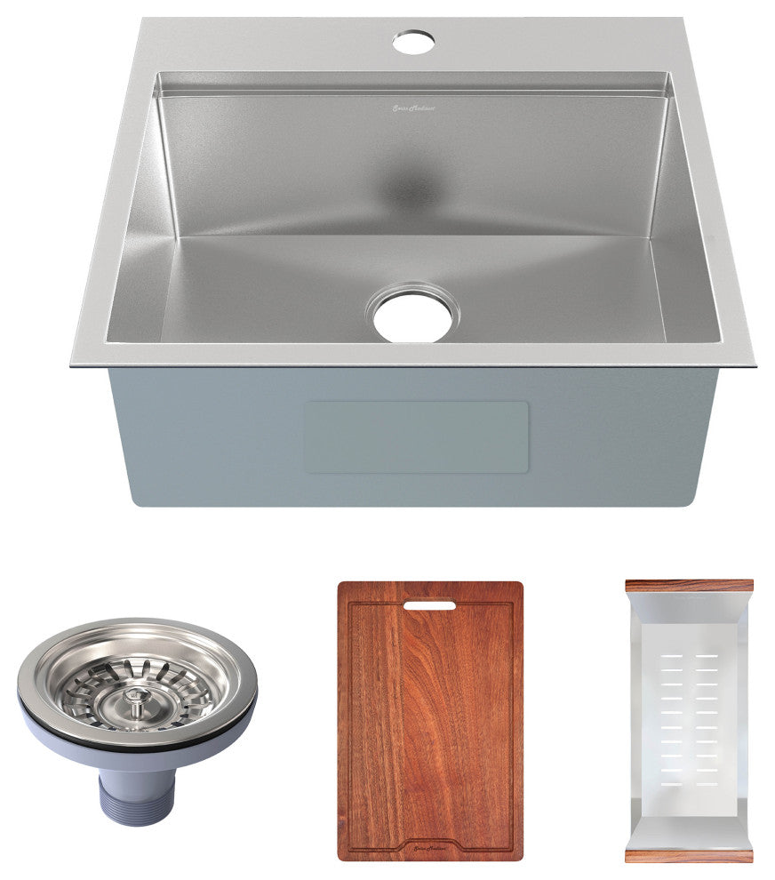 Ravi Single Basin 25"x22" Topmount Kitchen Workstation Sink