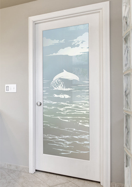 Interior Prehung Door or Interior Slab Door - Dolphins in the Shimmer -...