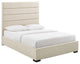 Genevieve Queen Upholstered Fabric Platform Bed, Beige