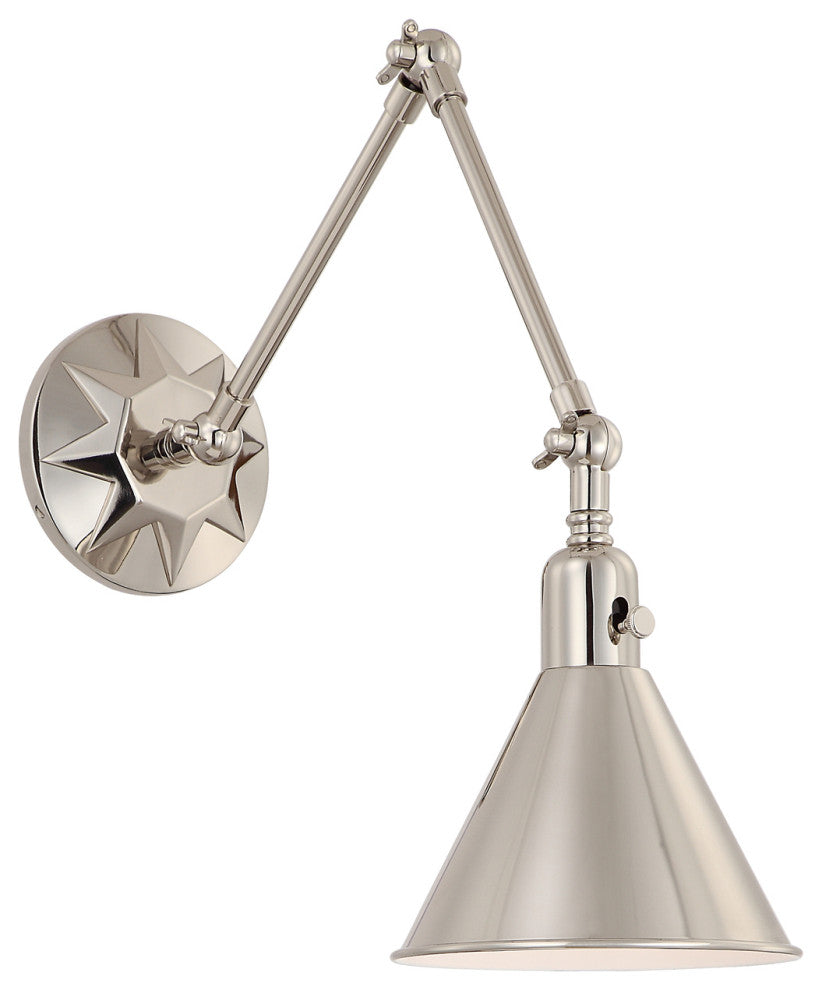 CRYSTORAMA MOR-8801-PN Morgan 1 Light Polished Nickel Sconce