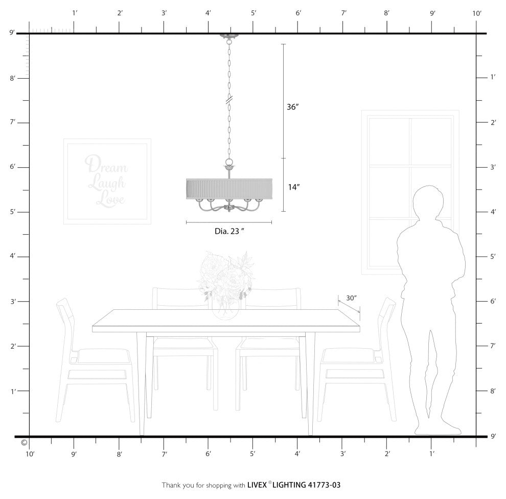 Livex Lighting 5 Light Black Pendant Chandelier