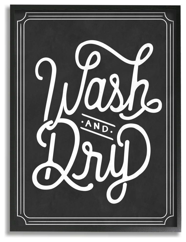 Stupell Industries Wash and Dry Typography, 11"x14", Black Framed