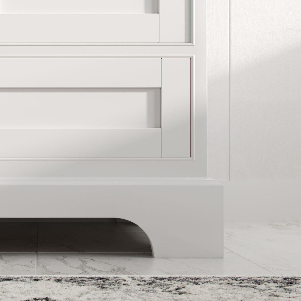 Cascade Bath Vanity, White, 72", Brushed Nickel Hardware, Double, Freestanding
