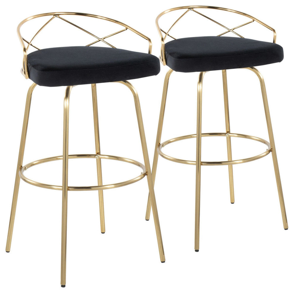 Charlotte Glam 30" Fixed-Height Barstool, Set of 2