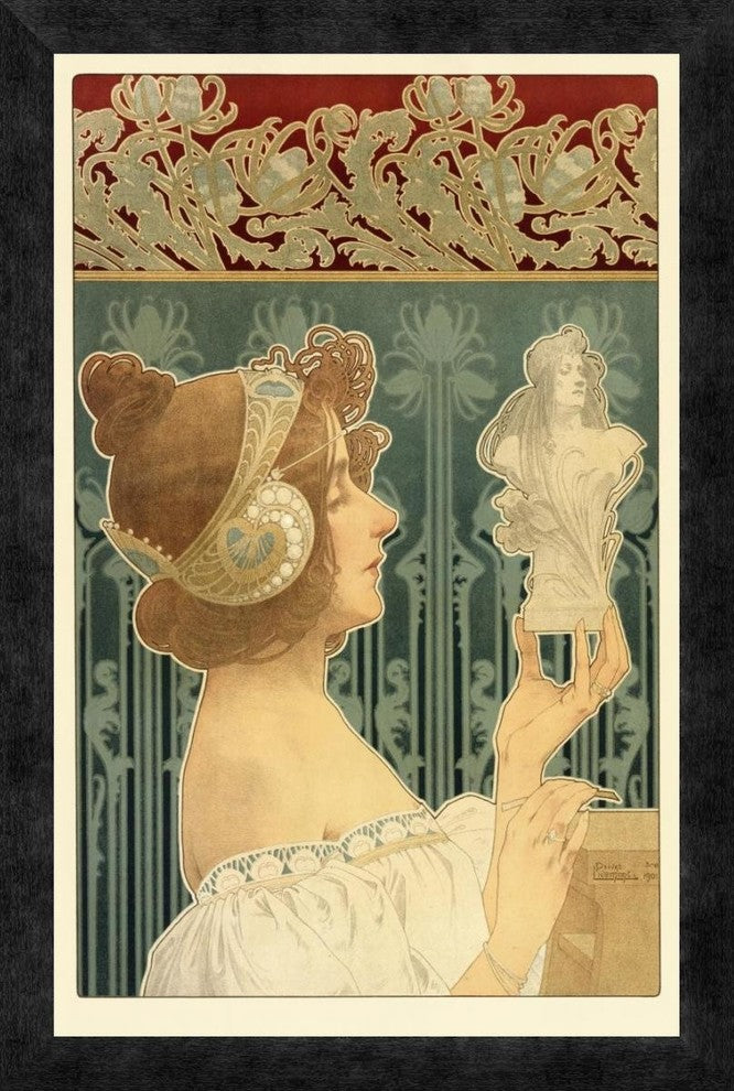 "Woman Sculpting" Framed Canvas Giclee by Privat Livemont, 16"x24"