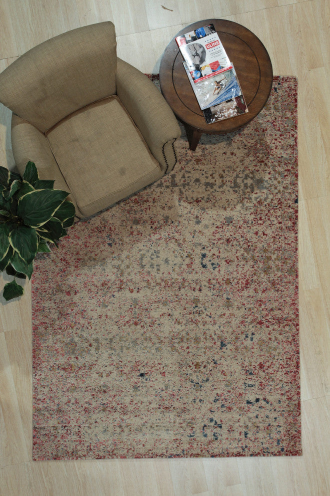 Ivory / Red Contemporary Modern Hand Crafted Area Rug