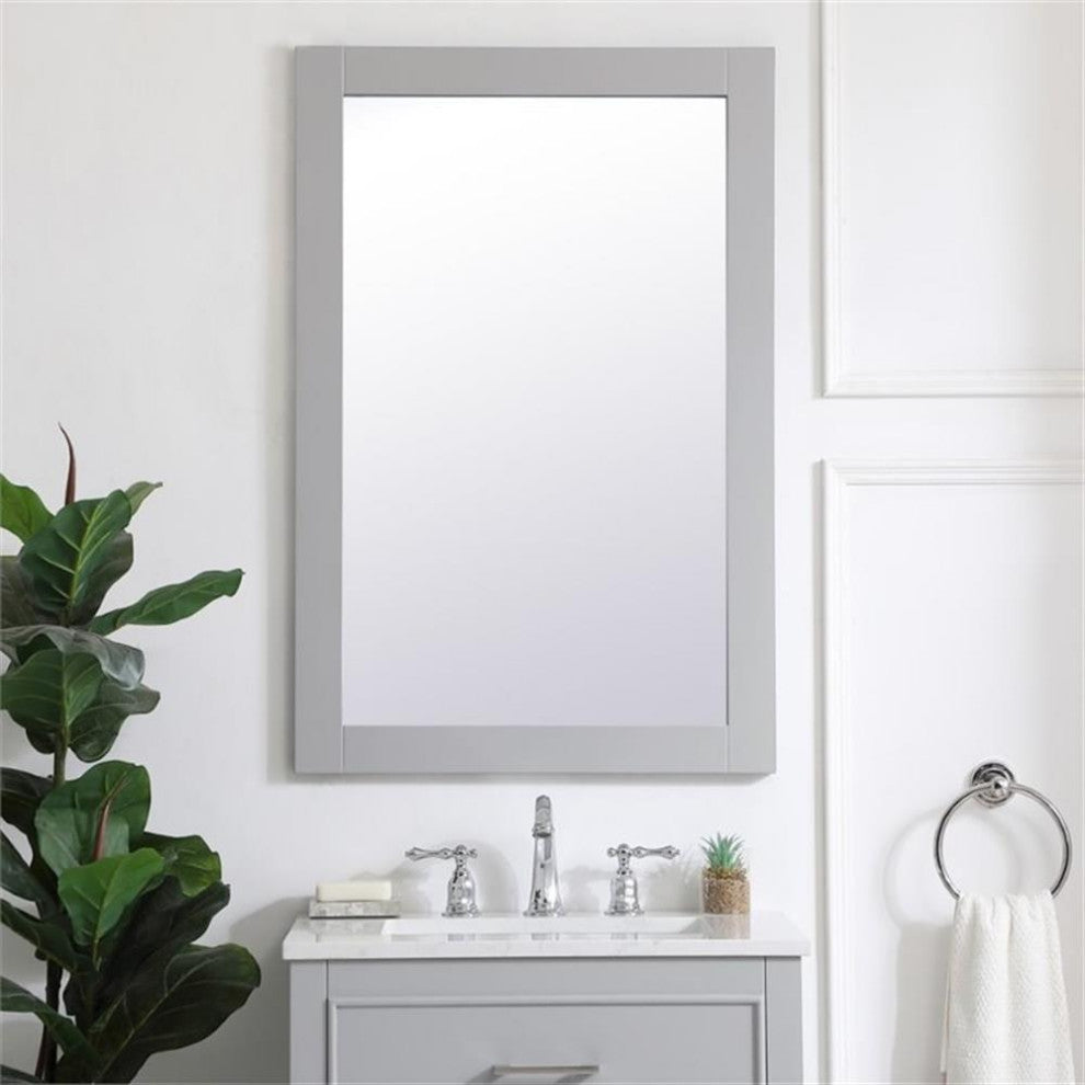 Elegant Decor Aqua 36" x 24" Wood Frame Bathroom Mirror in Gray