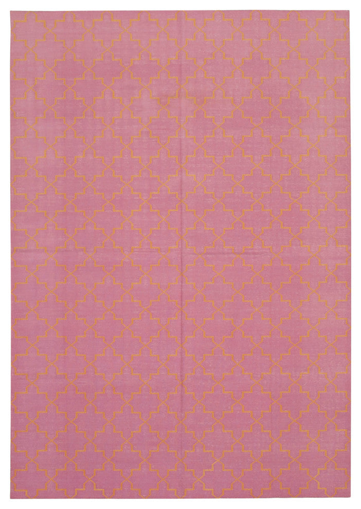 Rug N Carpet - Handmade Wool 6' 2'' x 8' 10'' Modern Design Dhurrie Kilim Rug