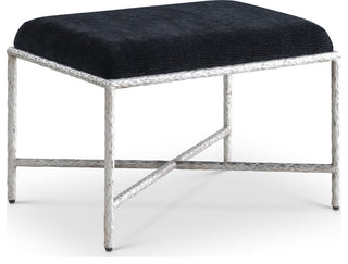 Valley Upholstered Bench, Black, 25" W x 18" D, Silver, Chenille Fabric