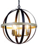 Chloe Lighting ABBOTT Farmhouse-Style Black/Bronze/Wood 3 Light Pendant 20" Wide