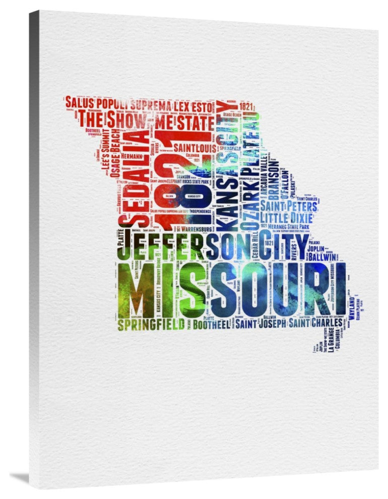 "Missouri Watercolor Word Cloud" Fine Art Print