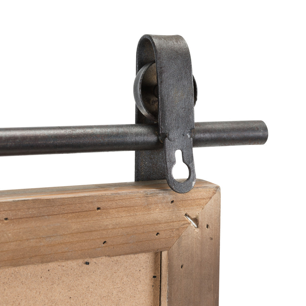 Danya B. Rustic Industrial Wall Mount Barn Door Vanity Mirror With Shelf