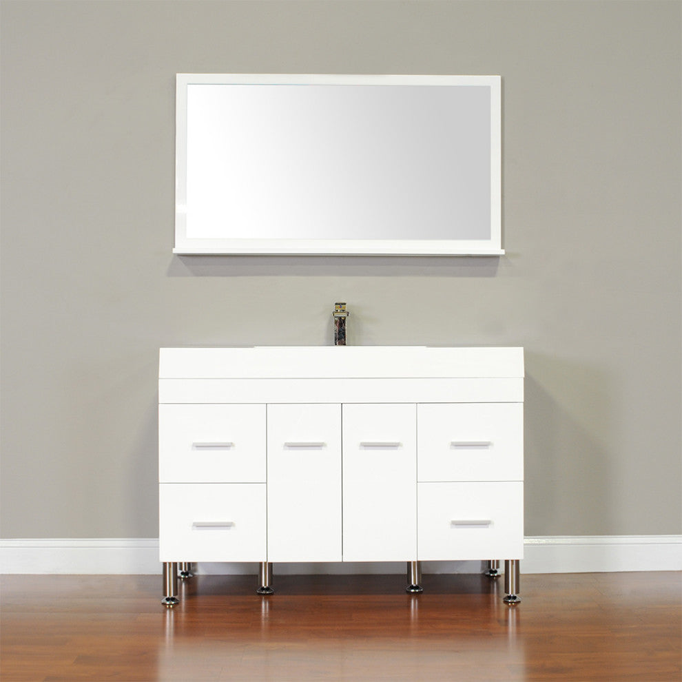 The Modern 47 Inch Single Modern Bathroom Vanity In White Without Mirror