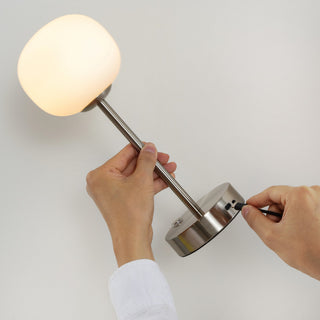 12.25" Modern Minimalist Iron Rechargeable Integrated LED Table Lamp, Black