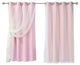 Grommet Blackout Curtains With Tulle Overlay, Newpink, 63"