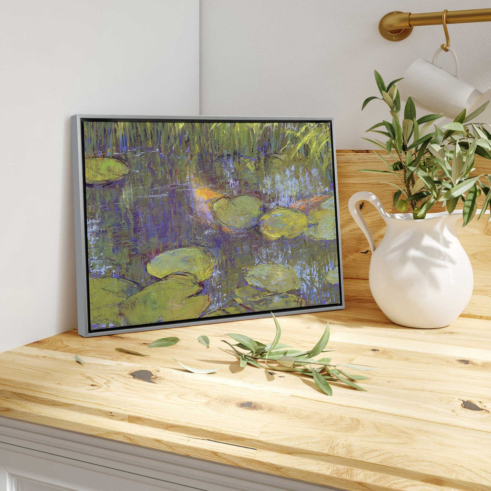"Game of Shadows" - A Reflective Pond's Serene Art Canvas